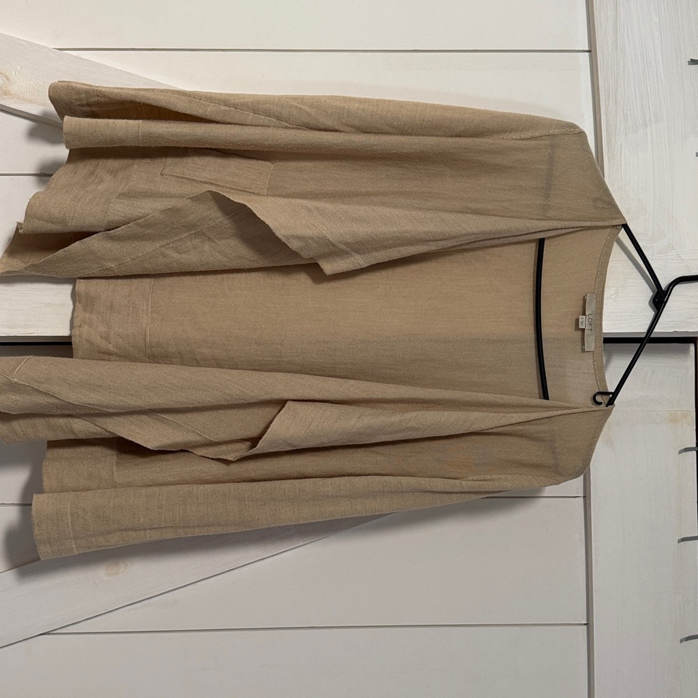 Tan Open Front Cardigan